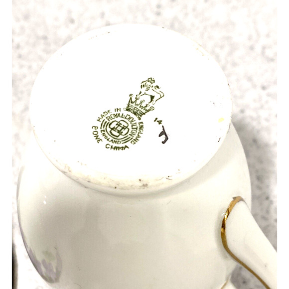 Royal Doulton Open Sugar Bowl & Creamer Violets Motif Set Made in England 1930 - Picture 8 of 13